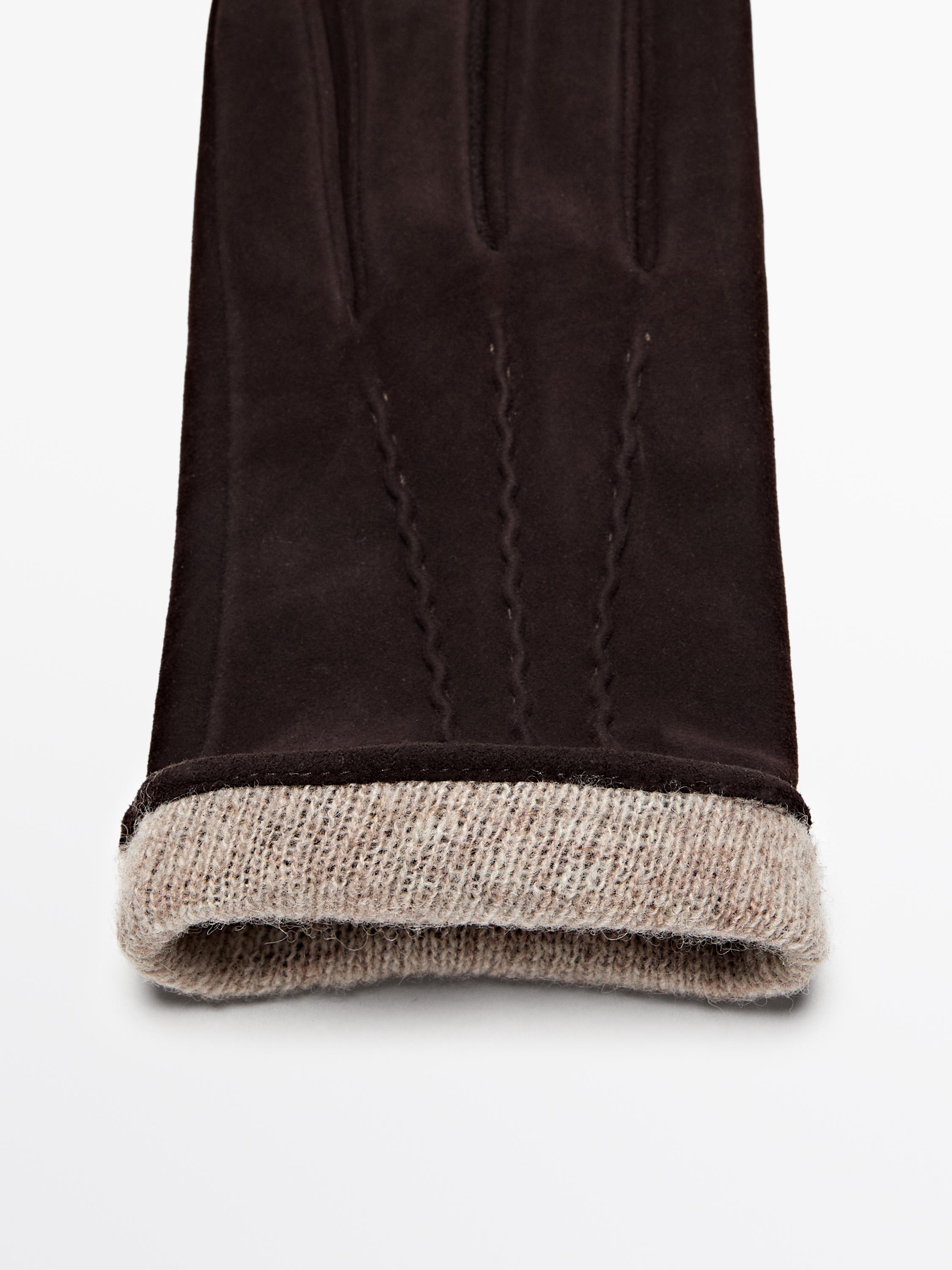 Suede leather gloves
